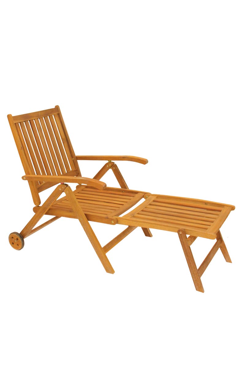 Northlight Acacia Wood Outdoor Patio Chaise Lounge Chair, Main, color, Brown