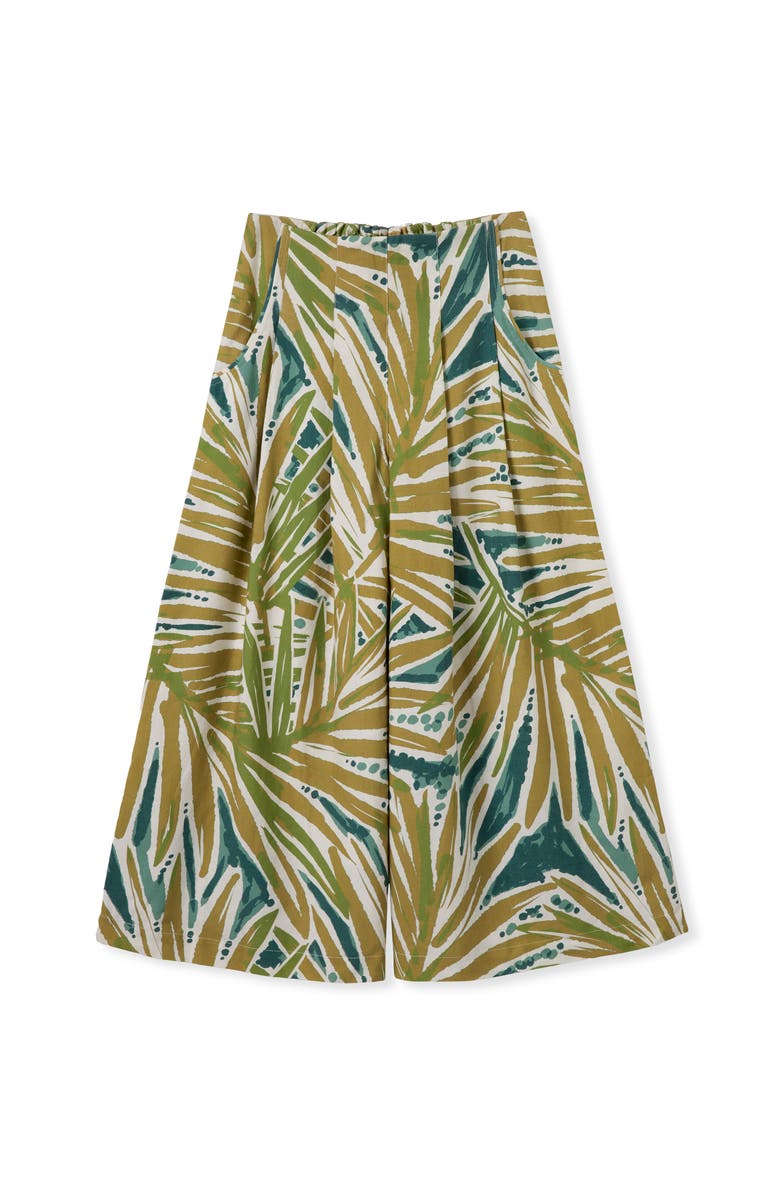 Celtic & Co. Printed Midi Wide Leg Culottes, Alternate, color, Palm Print