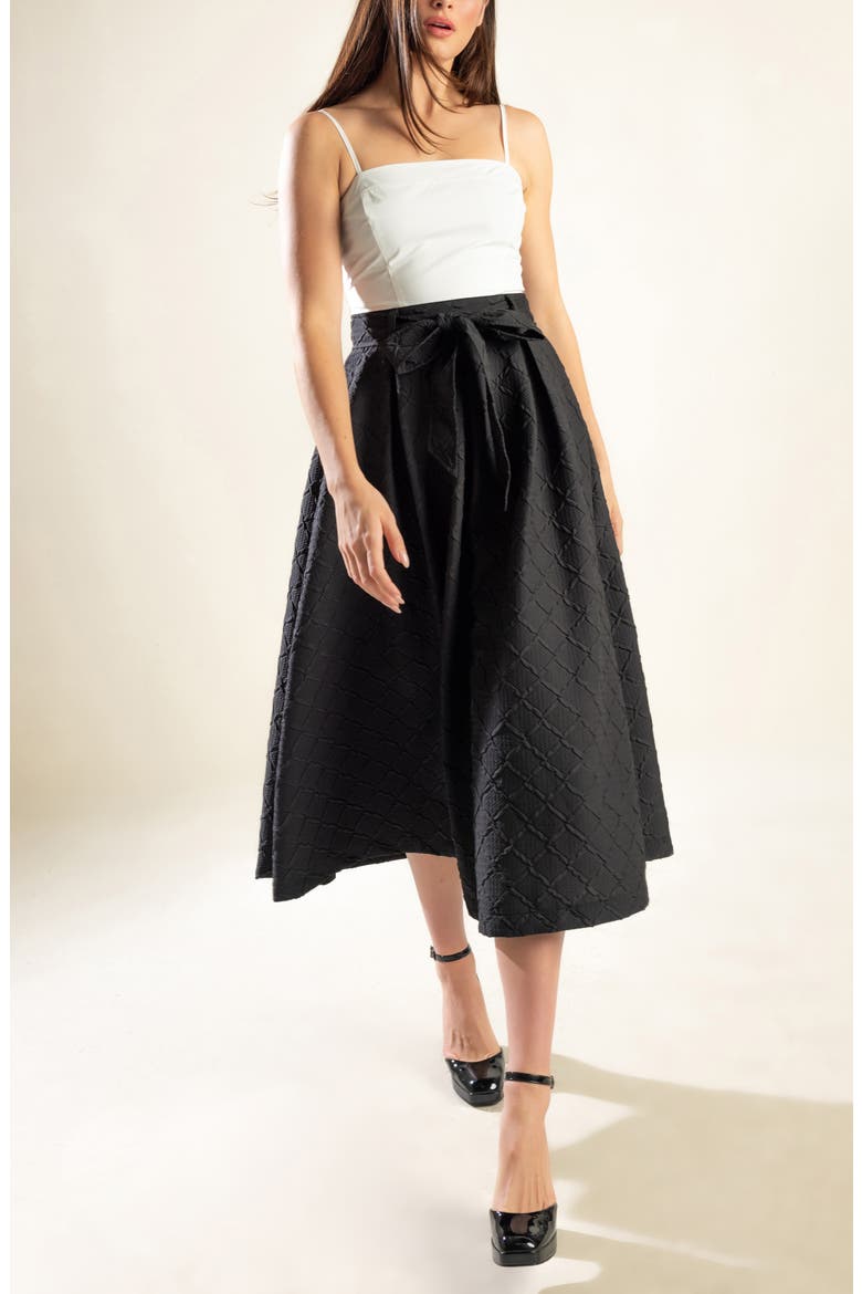 Jacquard Skirt A-Line Dress, Alternate, color, WHITE BLACK