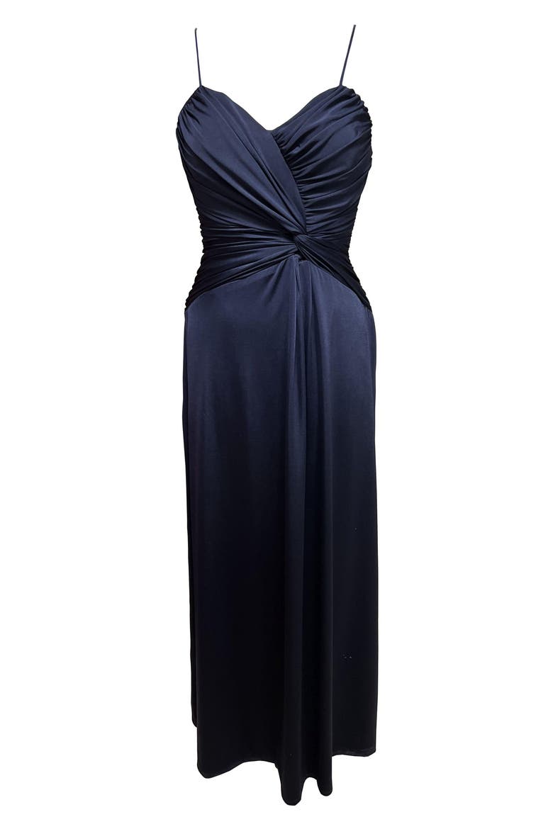 Knot Front Gown, Main, color, NAVY