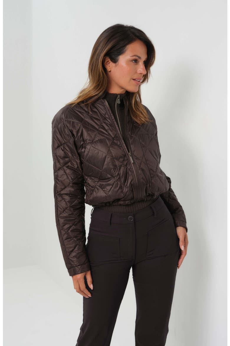 Kyoto Quilted Bomber Jacket, Alternate, color, Espresso