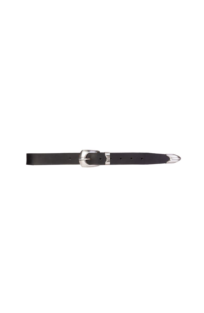 BLACK SUEDE STUDIO Neve Belt, Main, color, Black Leather / Silver