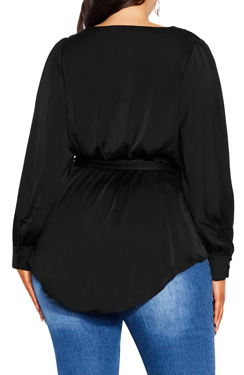 City Chic Opulent High-Low Faux Wrap Top, Alternate, color, 