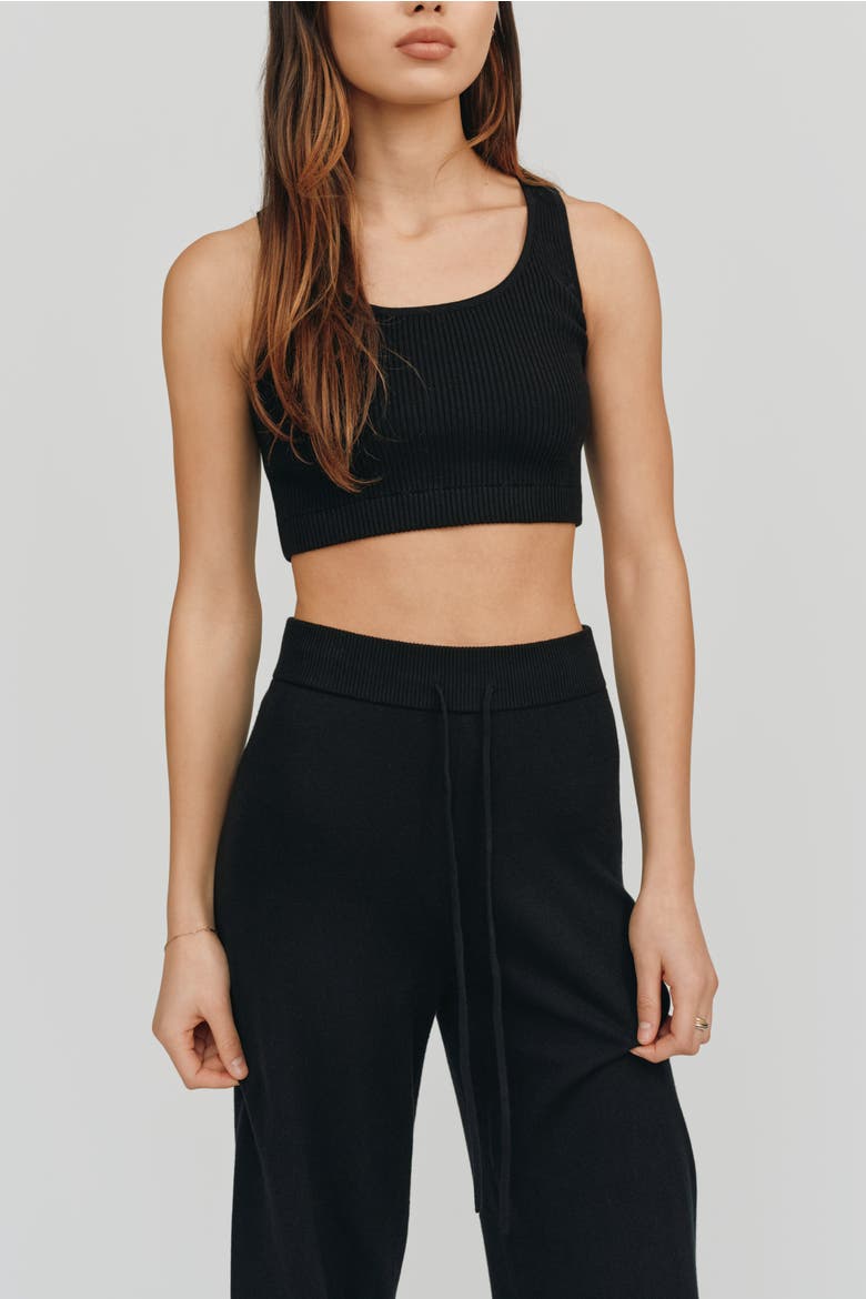 Bardot Cropped Tank, Alternate, color, Black
