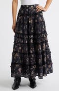 AllSaints Talia Floral Print Ruffle Lace Maxi Skirt