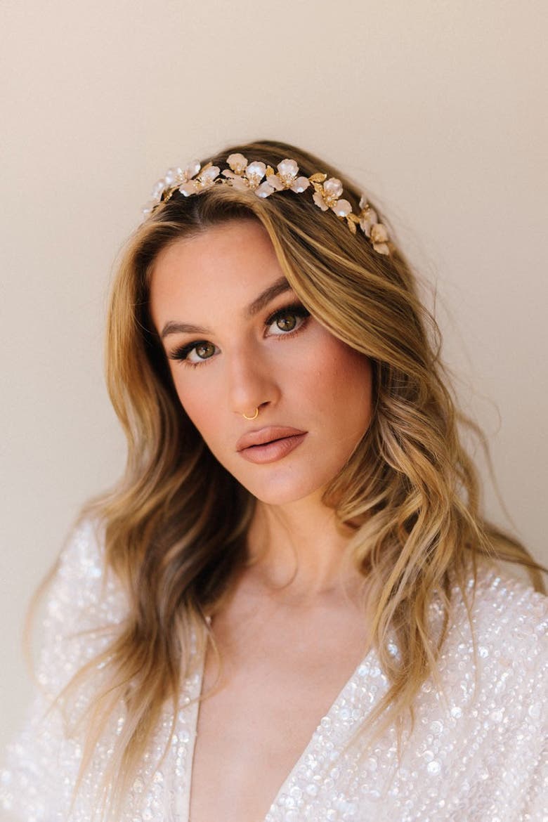 Tatum Bridal Headpiece, Alternate, color, Gold