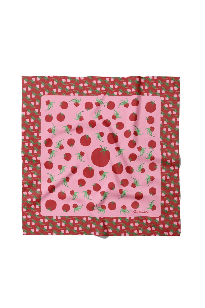 Tomatoes  Cotton Silk Bandana, Main, color, Red