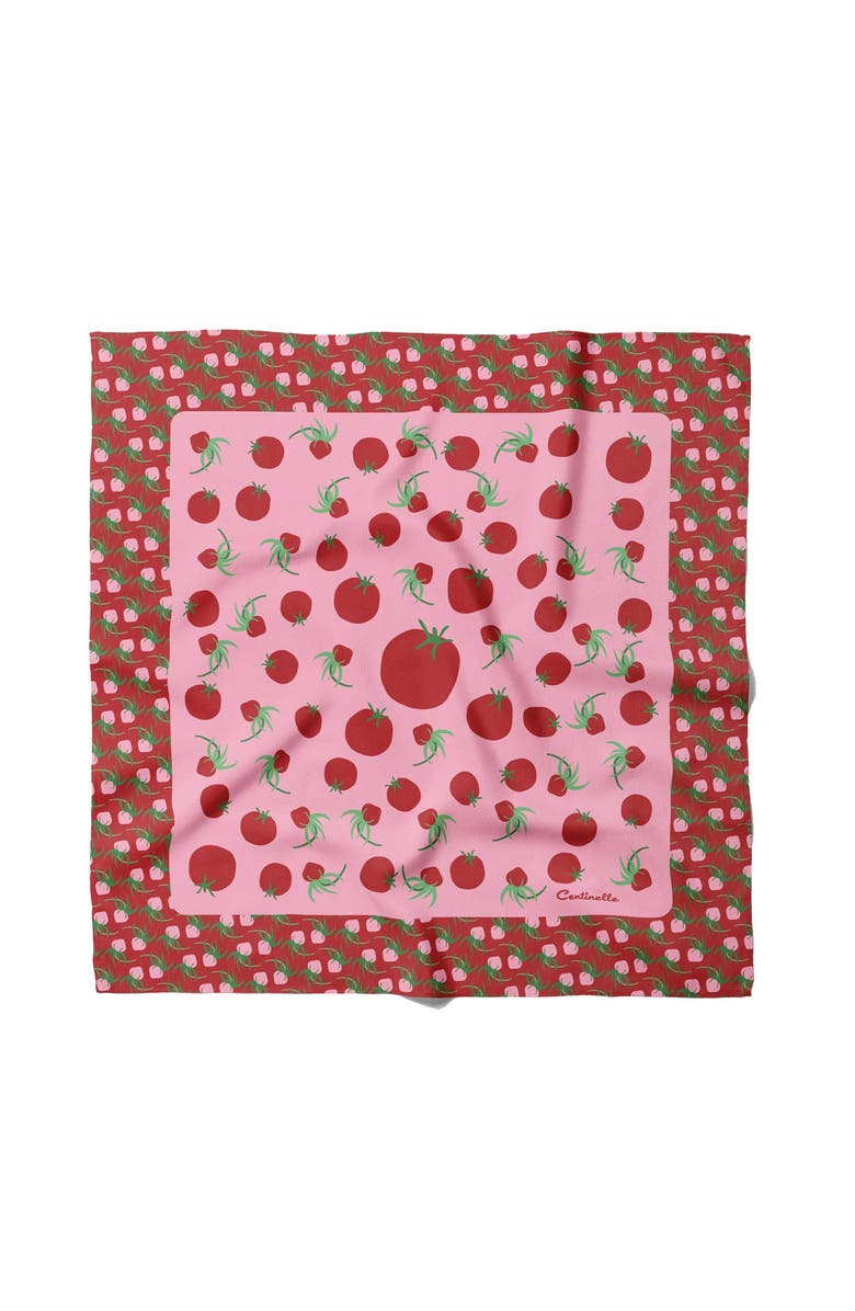 Centinelle Tomatoes Cotton Silk Bandana, Main, color, Red