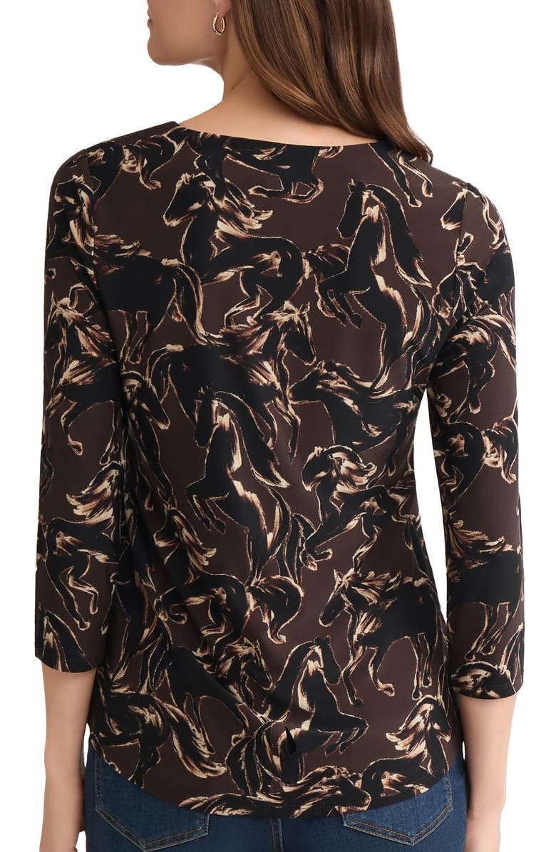 Jones New York Floral V-Neck Jersey Top, Alternate, color, 