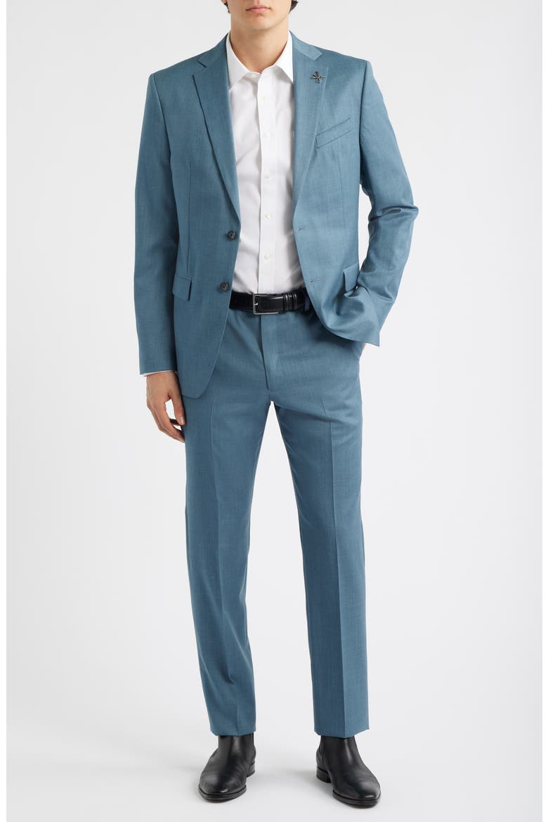 Bleecker Teal Mélange Virgin Wool Suit, Main, color, TEAL