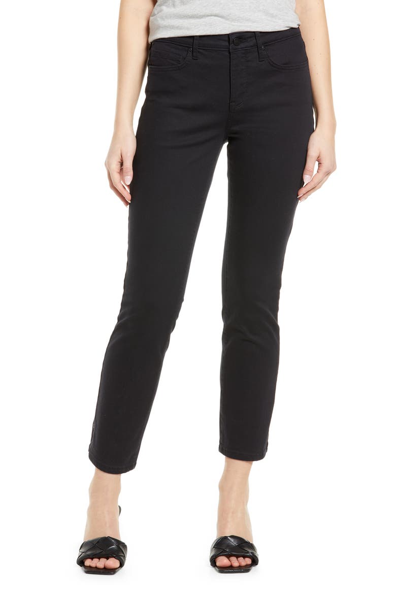 Sheri Side Slit Slim Ankle Jeans, Main, color, BLACK