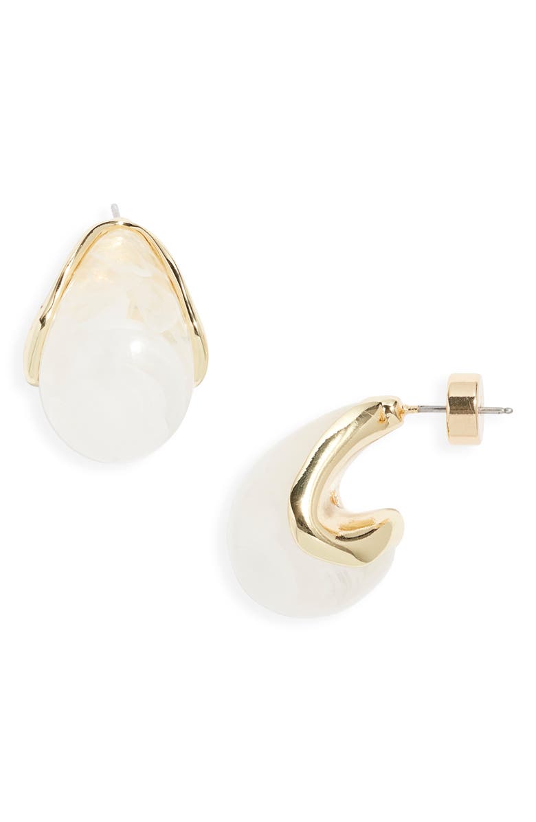 Nordstrom Resin Huggie Hoop Earrings, Main, color, White- Gold