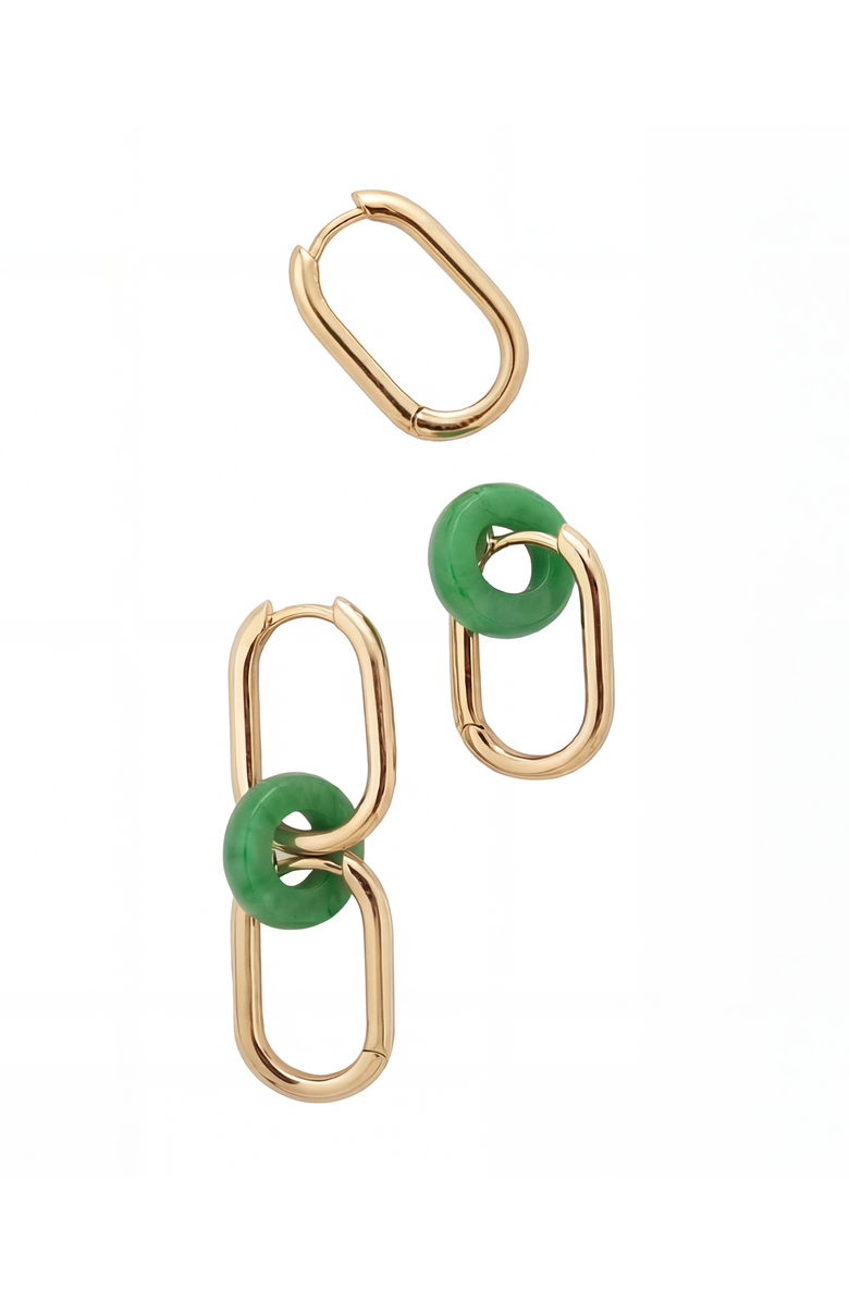 seree Della Convertible link large gold jade earrings, Main, color, Bright Green