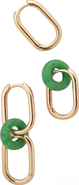 seree Della Convertible link large gold jade earrings