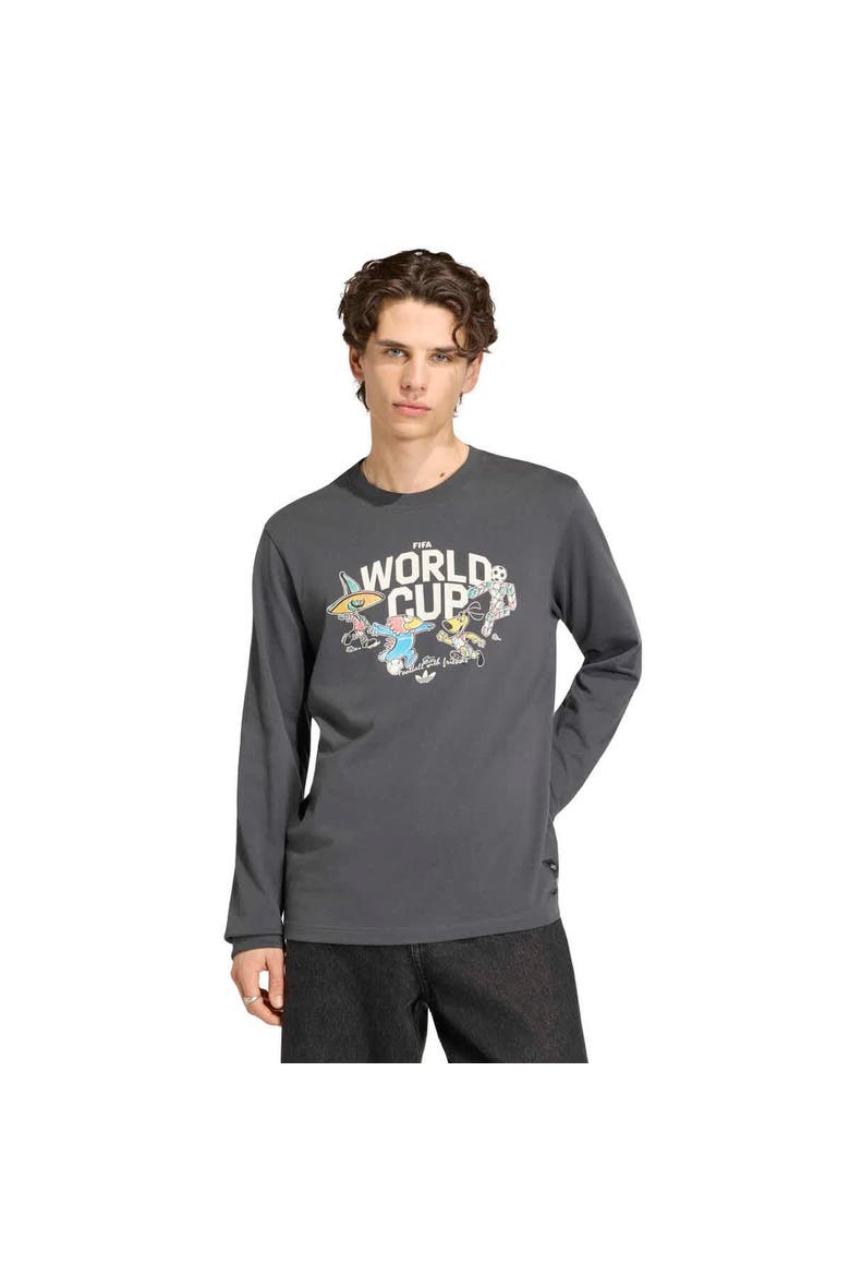 Men's adidas  Gray FIFA World Cup Historic Mascot Long Sleeve T-Shirt, Main, color, Gray