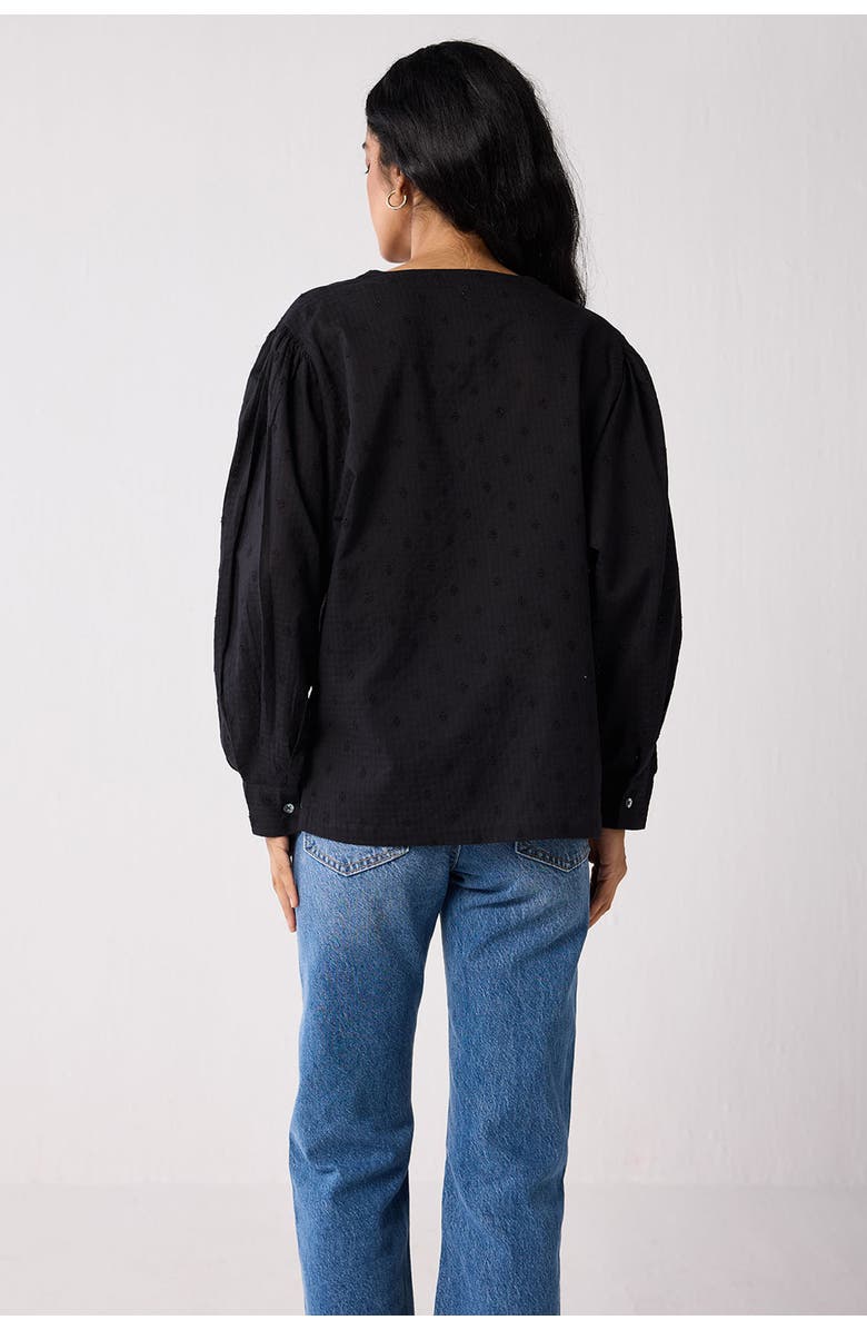 Reistor Embroidered Shirt with Long Balloon Sleeves, Alternate, color, Black