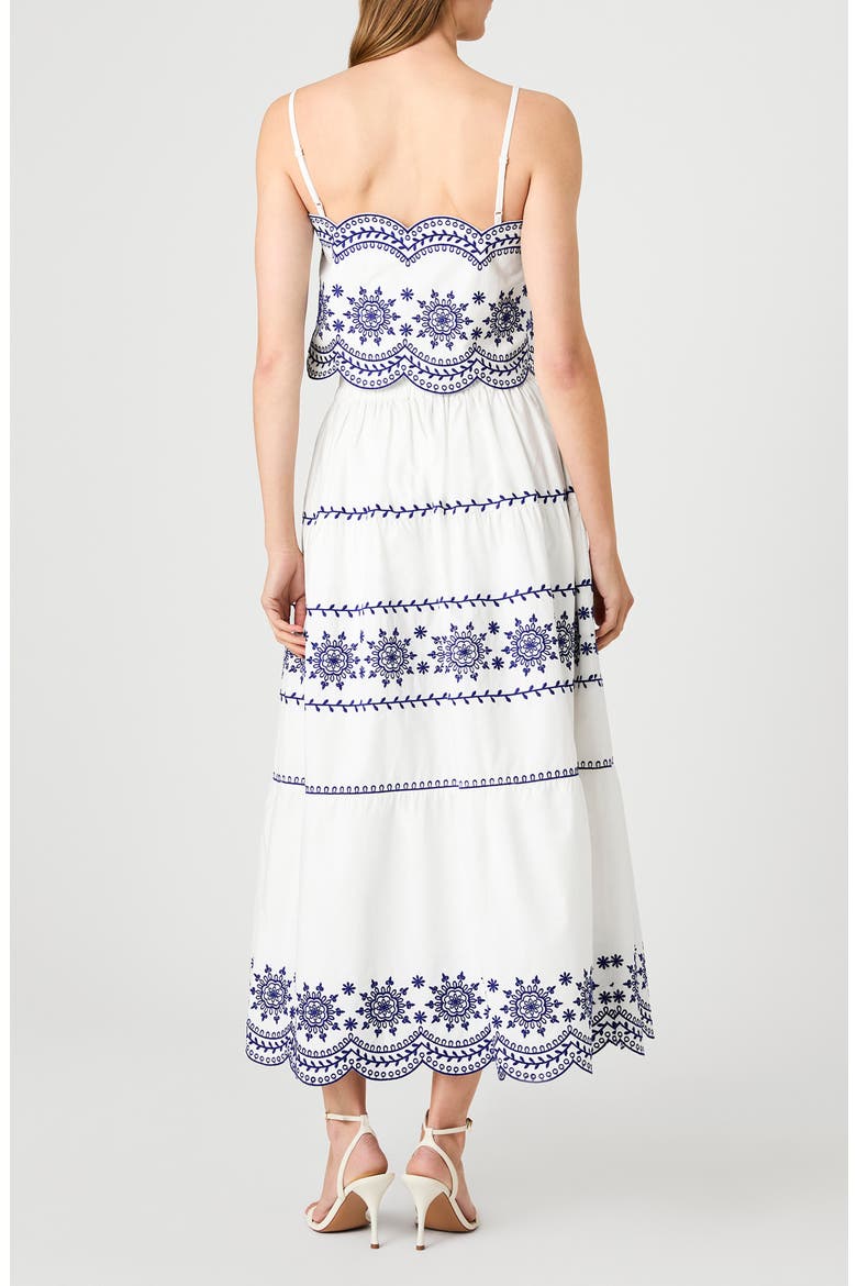 Alissa Embroidered Crop Cotton Top, Alternate, color, LINEN WHITE ELECTRIC INDIGO