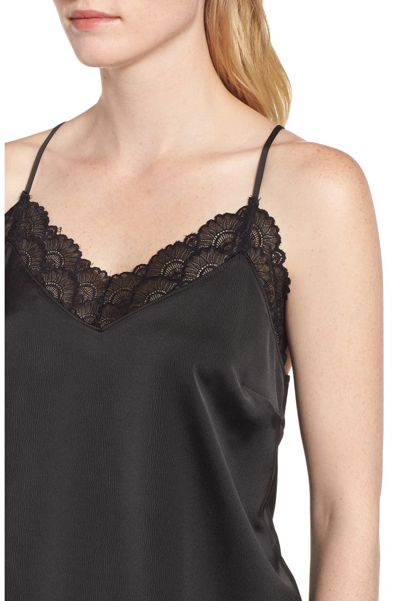 Gibson x Living in Yellow Betty Lace Trim Camisole (Nordstrom Exclusive), Alternate, color, BLACK/ BLACK