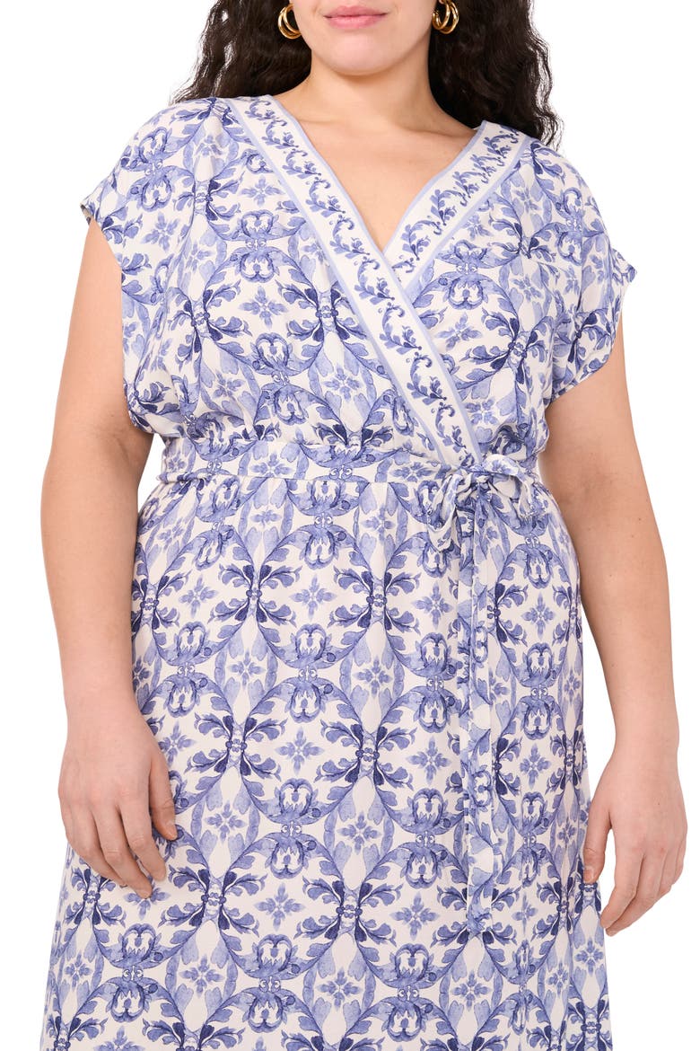Surplice Neck Tie Belt Midi Dress, Alternate, color, NAVY DREAM