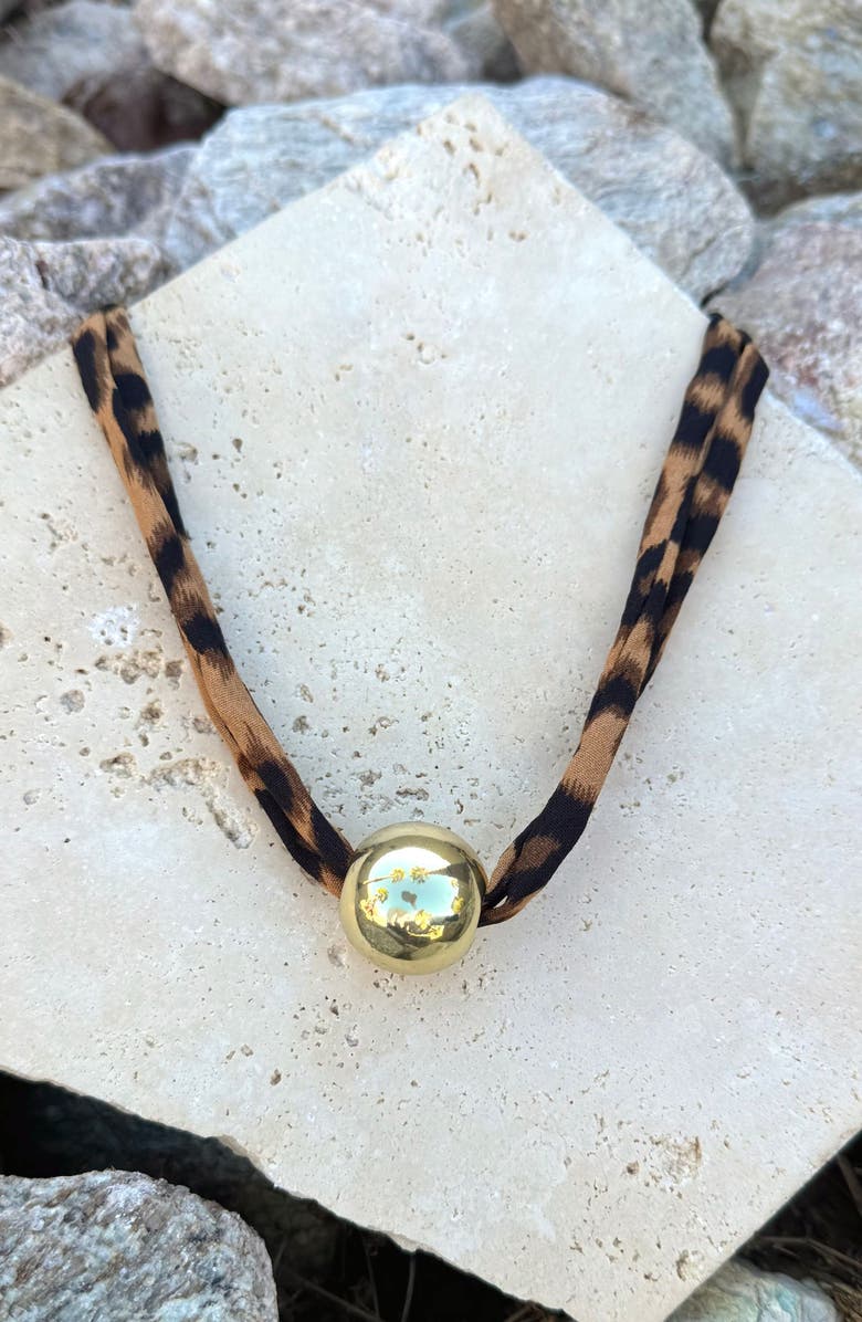 Adornia Ball Pendant Leopard Print Necklace, Alternate, color, 