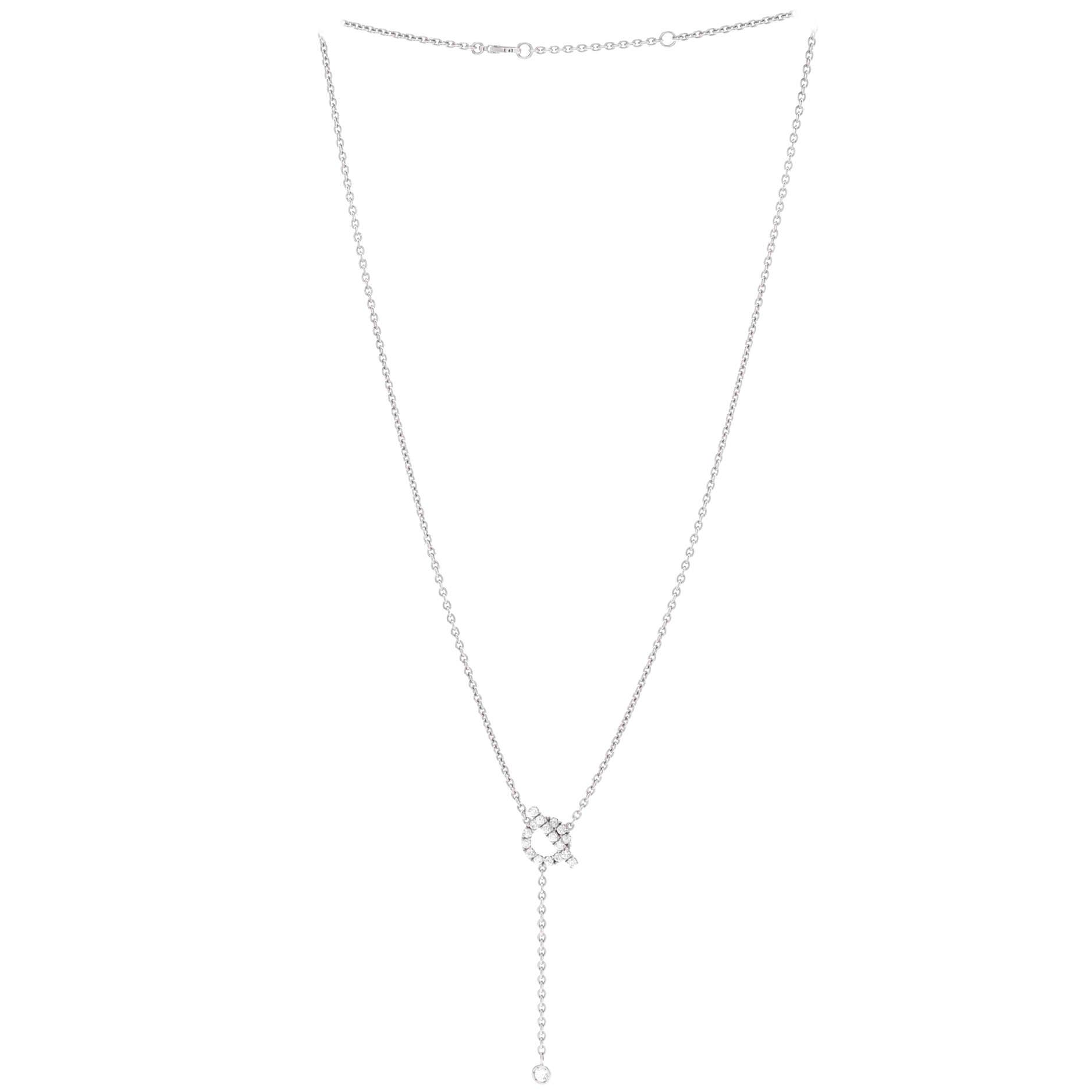 Finesse Lariat Necklace 18K White Gold and Diamonds, Alternate, color, Metallic Silver