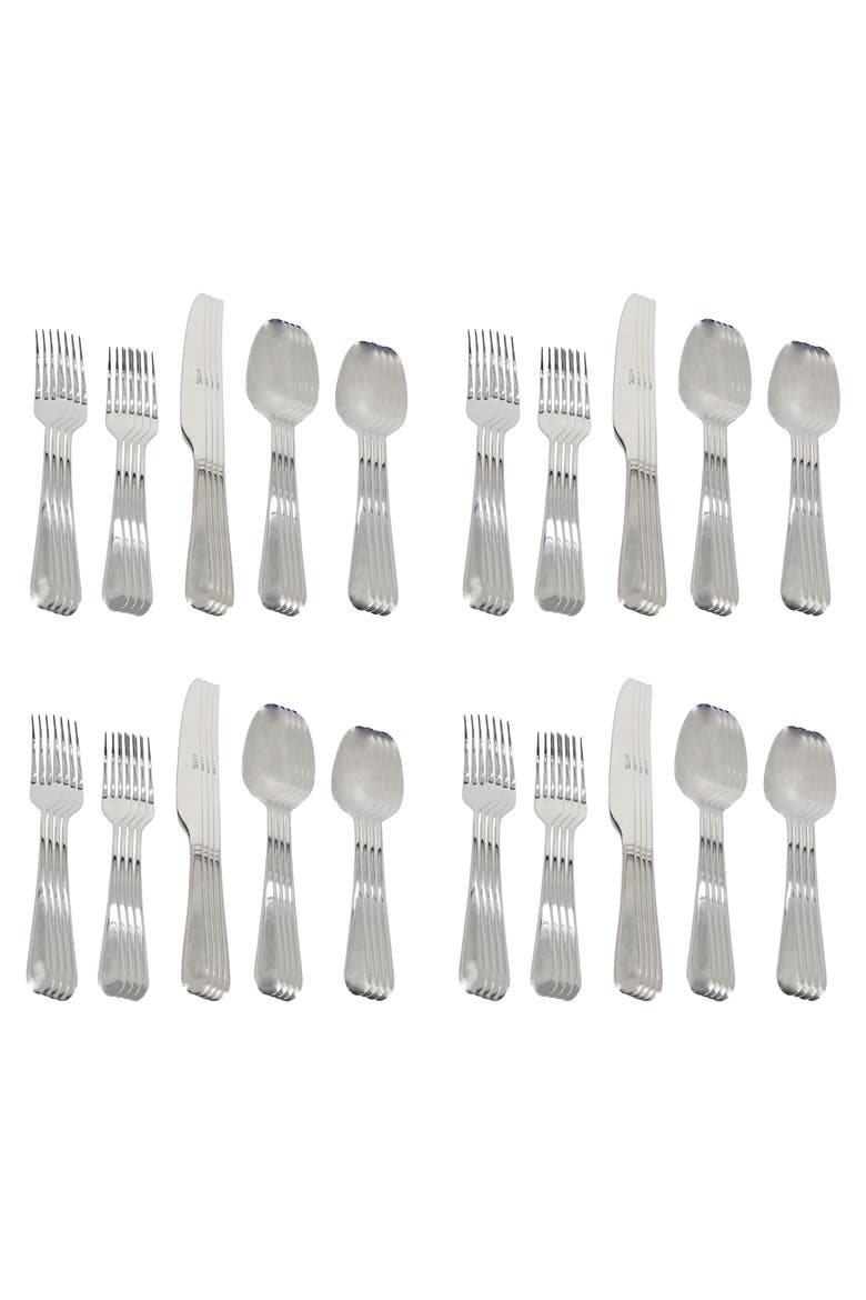 Claudine 20 Piece Stainless Steel Flatware Set, Alternate, color, Metallic Silver