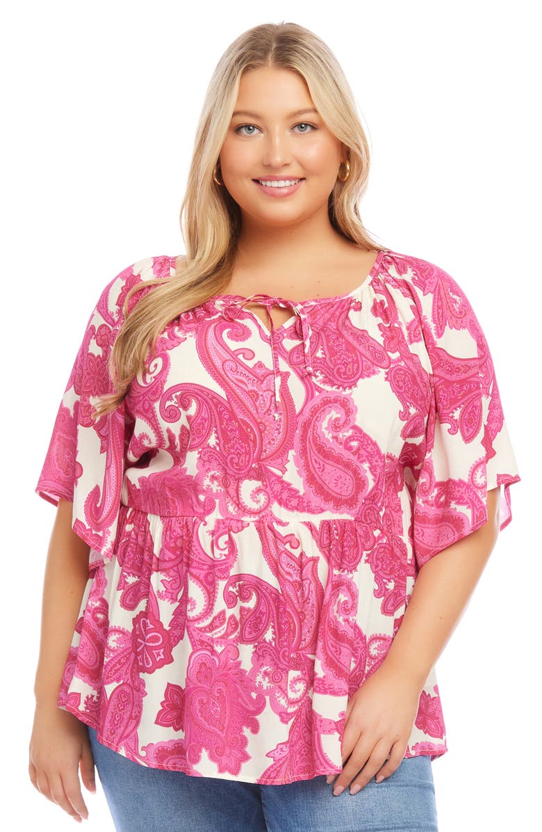 Karen Kane Ruffle Hem Peasant Top, Alternate, color, Paisley