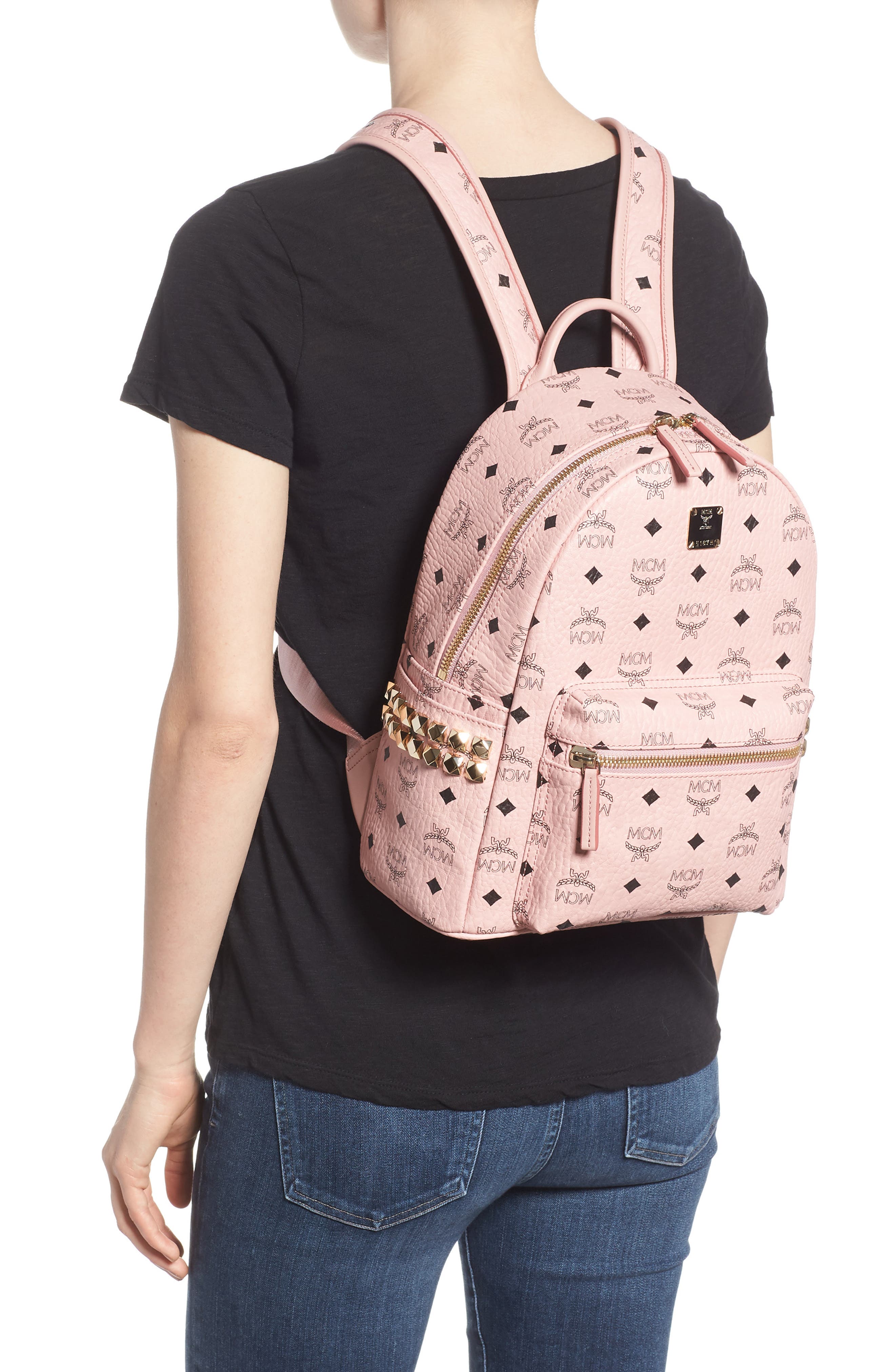 Small Stark Side Stud Backpack, Alternate, color, SOFT PINK