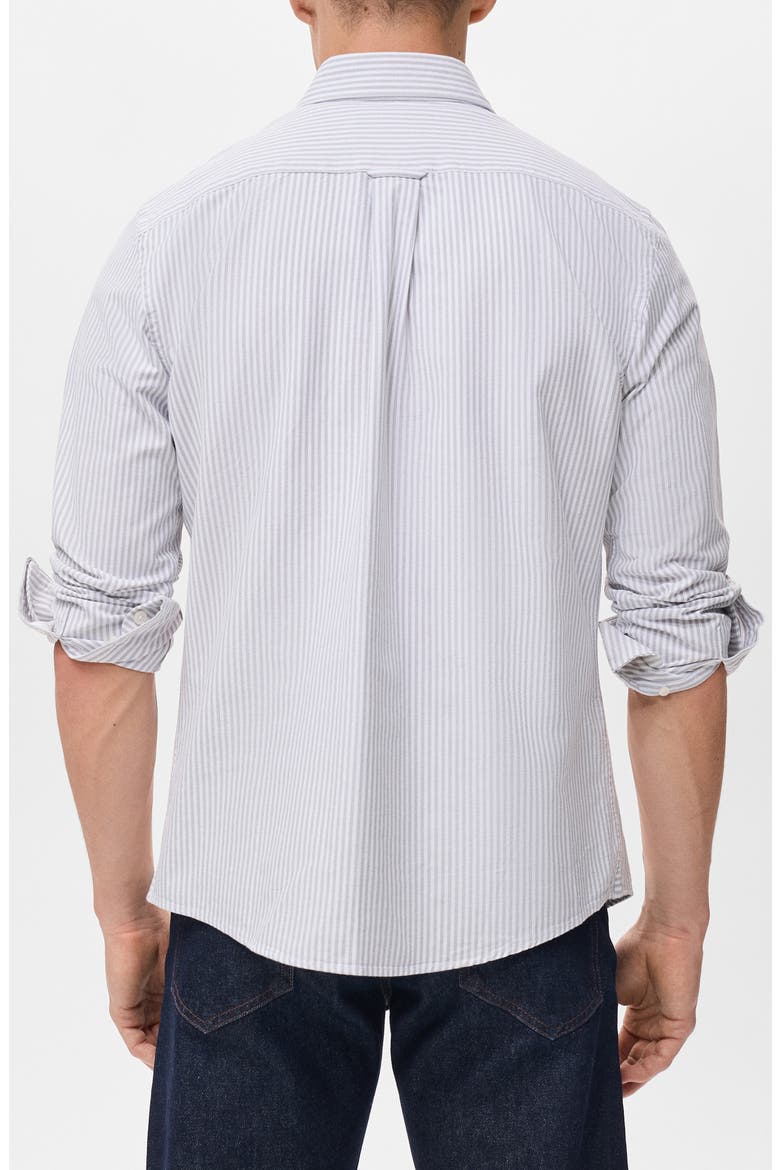 Stripe Cotton Button-Up Oxford Shirt, Alternate, color, GREY