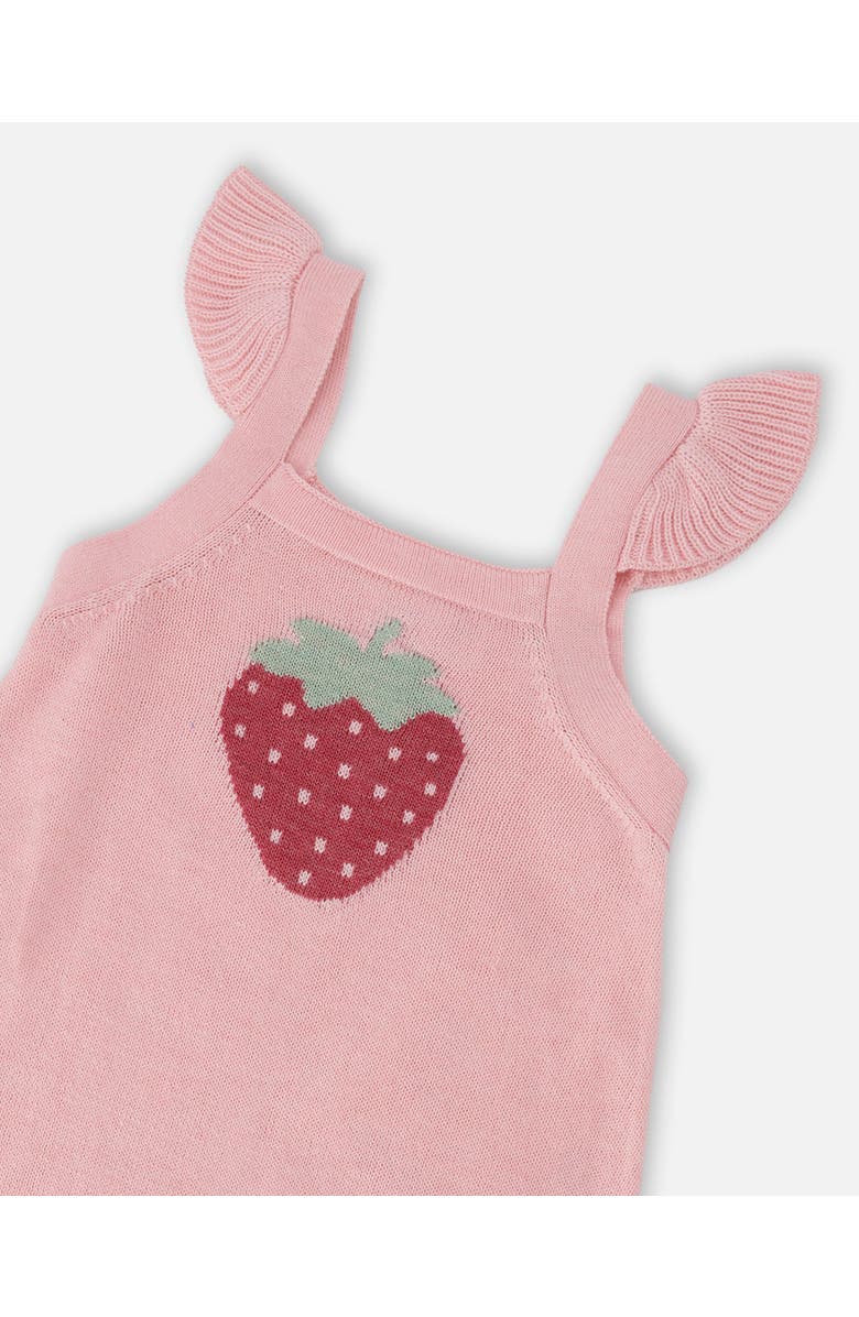Deux par Deux Knit Strawberry Romper, Alternate, color, Light Pink