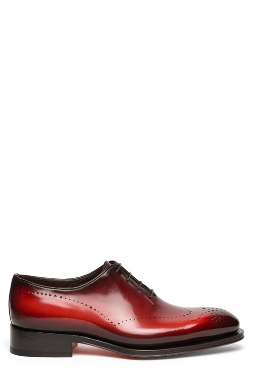 Santoni Lace-up Leather Brogues In Red