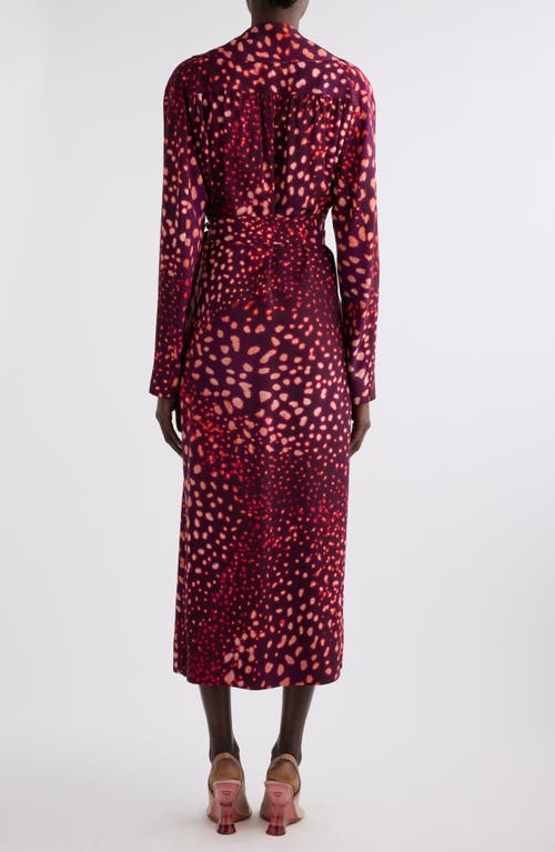 Dries Van Noten Womens Auber Abstract-print Belted Woven Midi Dress In Auber