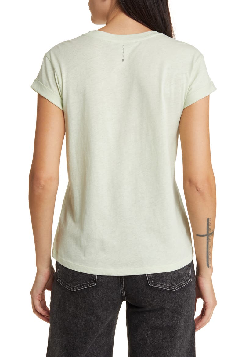 Anna Cuff Sleeve Cotton T-Shirt, Alternate, color, PISTACHIO GREEN