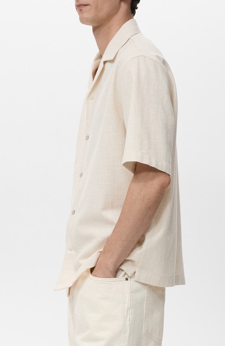 MANGO Cotton & linen Camp Shirt, Alternate, color,