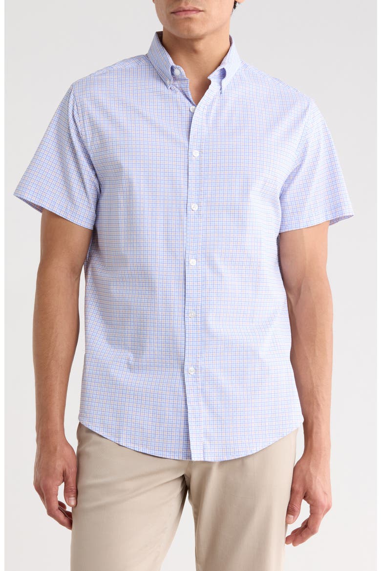 Check Print Button-Down Shirt, Main, color, BLUE