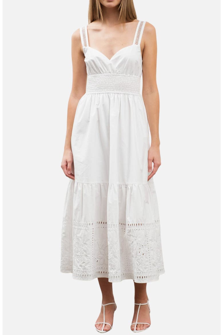 Sleeveless Tiered Midi Sundress, Main, color, WHITE