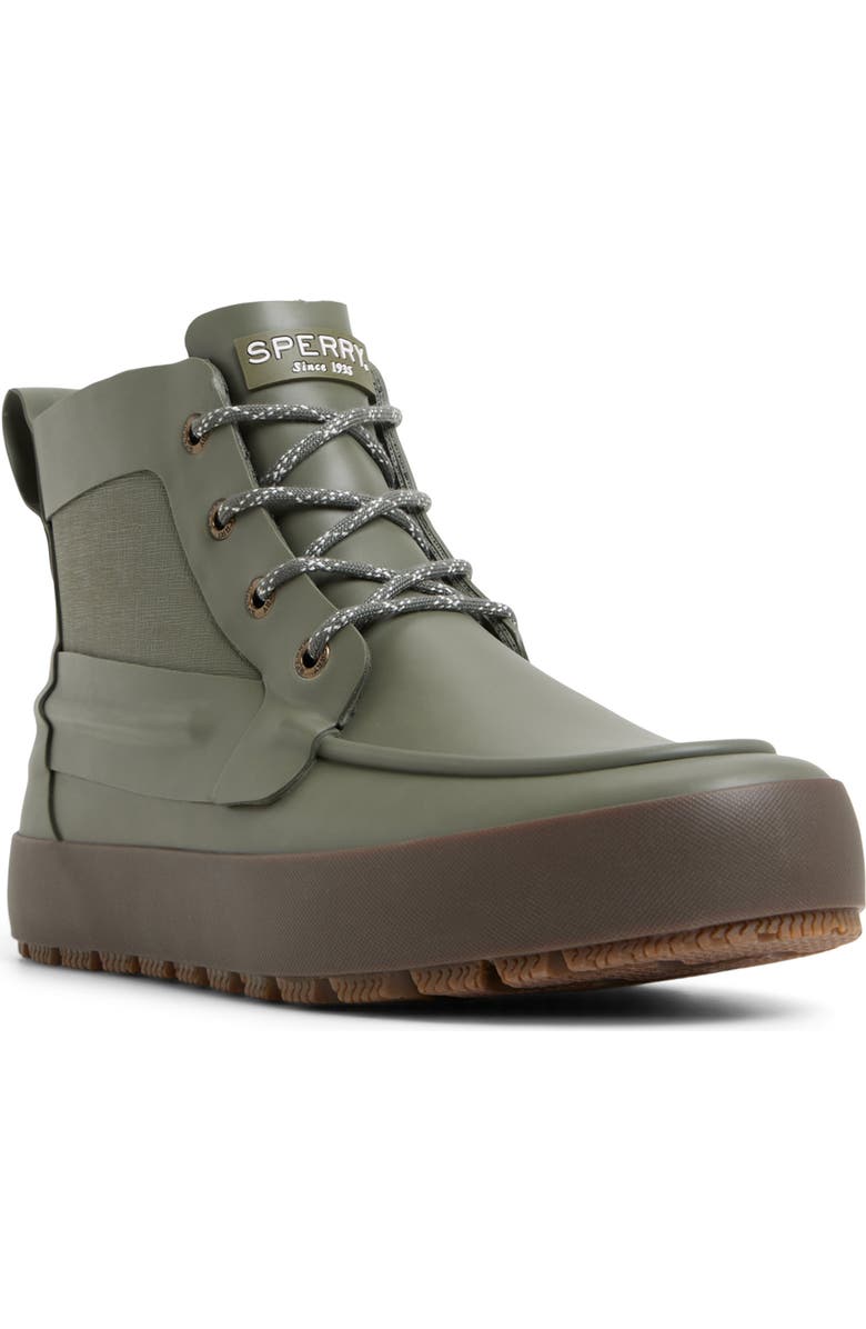 Sperry Sleet Lace-Up Rain Boot, Main, color, Olive
