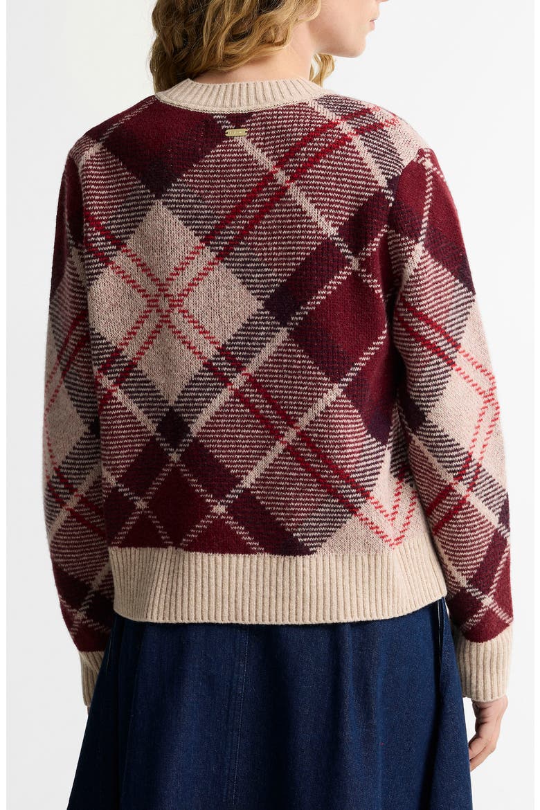Stevie Tartan Wool Blend Sweater, Alternate, color, BURGUNDY MULTI