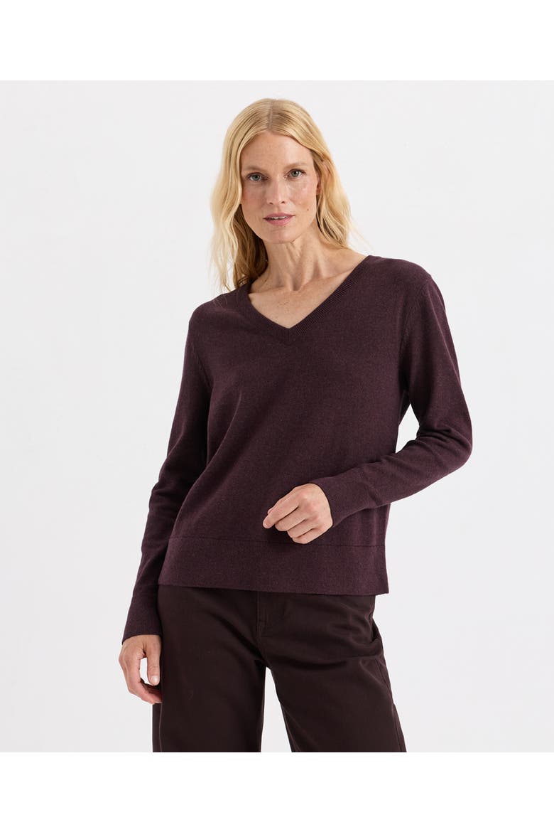 Organic Cotton Essential V-Neck Sweater, Main, color, Plum Heather