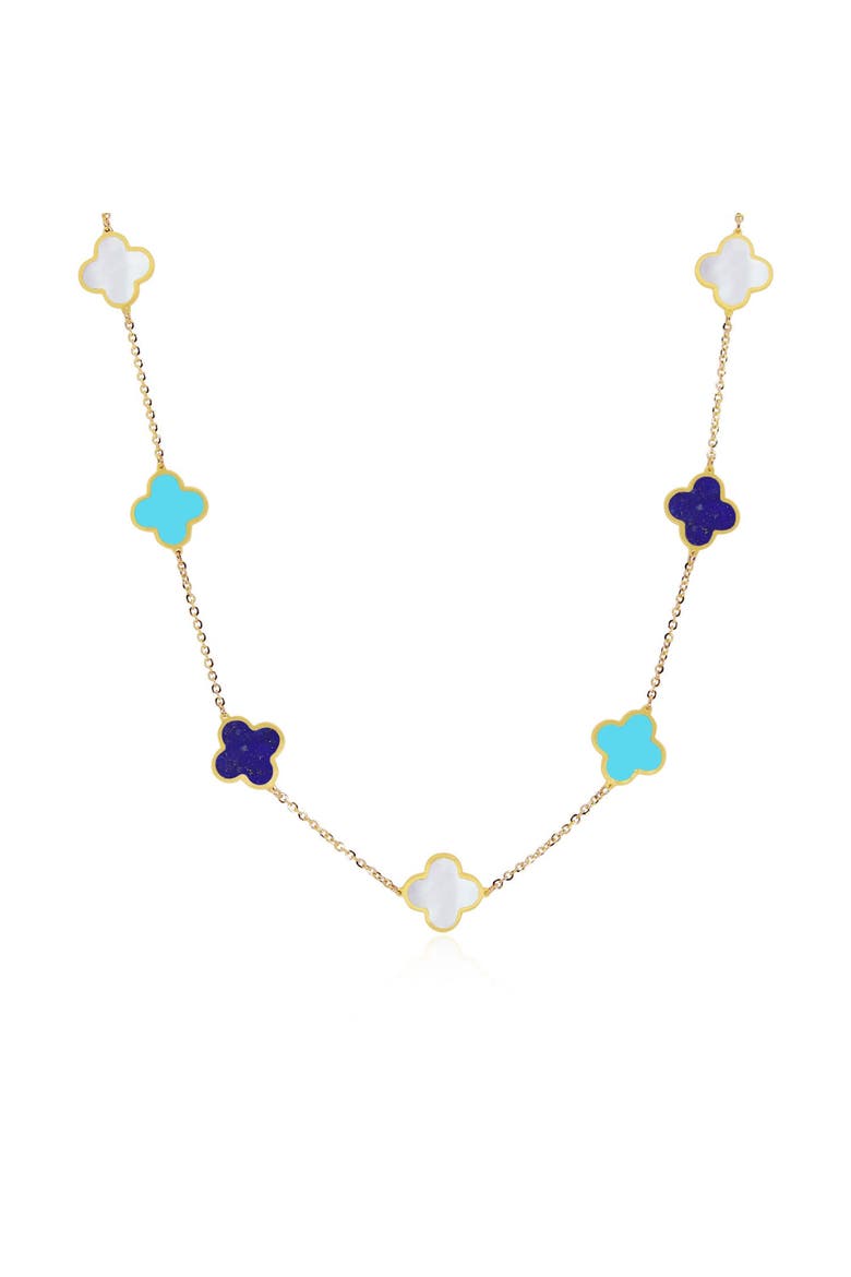 Small Blue Mixed Clover Necklace, Main, color, Blue Mixed
