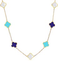 The Lovery Fine Jewelry Small Blue Mixed Clover Necklace