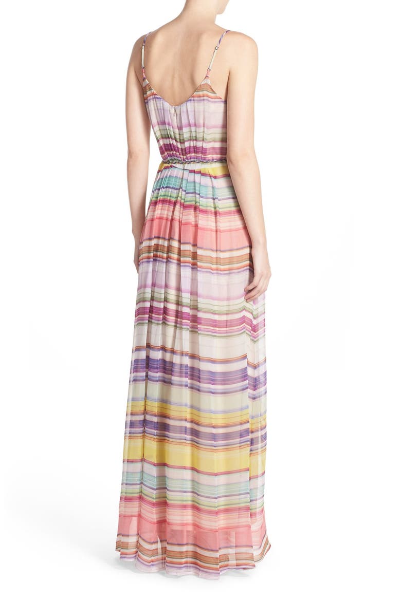 Belted Stripe Silk Maxi Dress, Alternate, color, GREEN MULTI