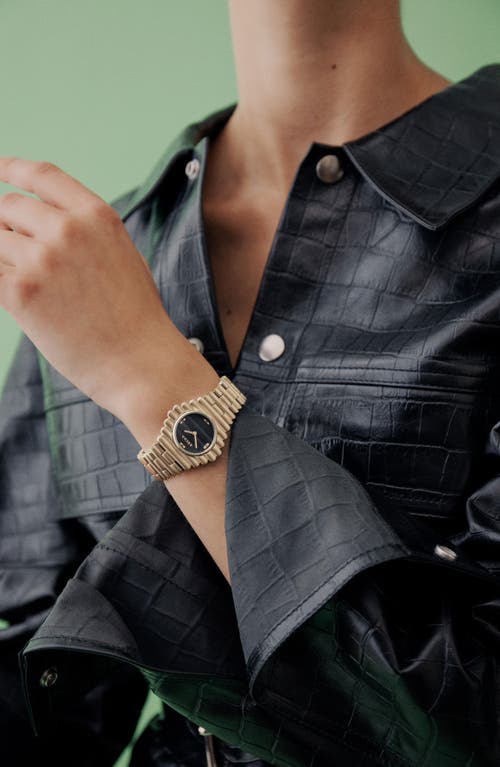 Breda The Coda Midnight Black Bracelet Watch, 32mm In 18k Gold Plated/black