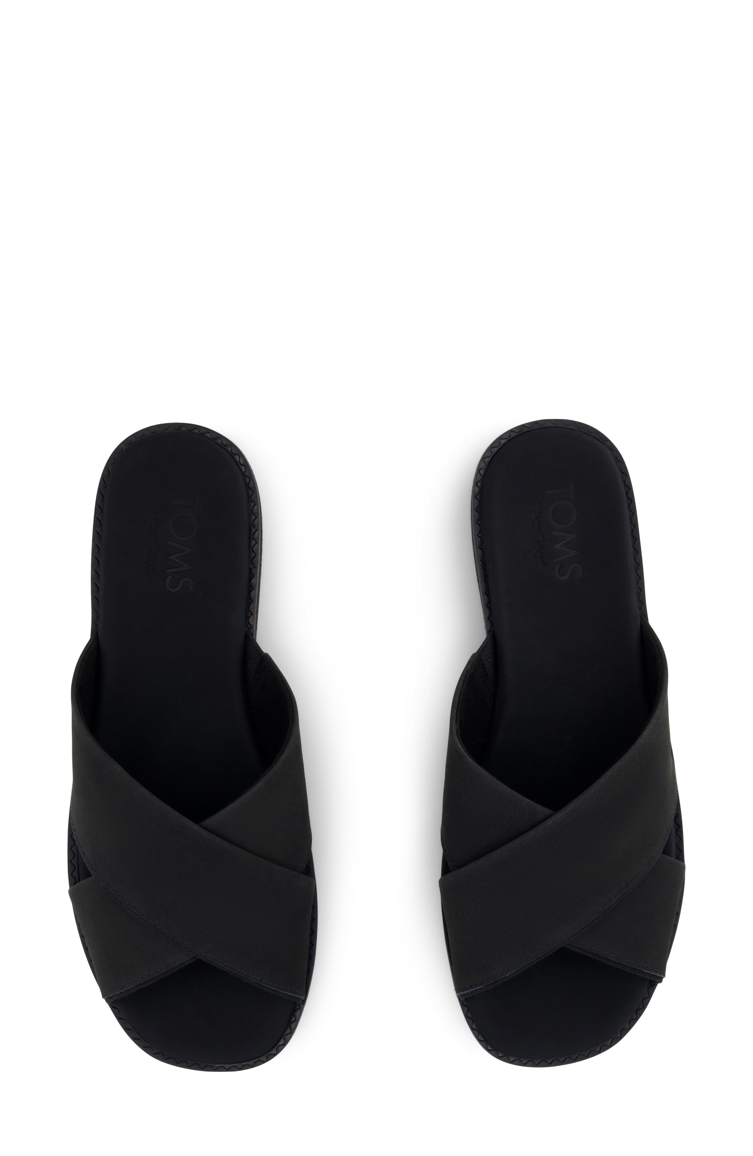 TOMS Mae Crossover Slide Sandal, Alternate, color, Black