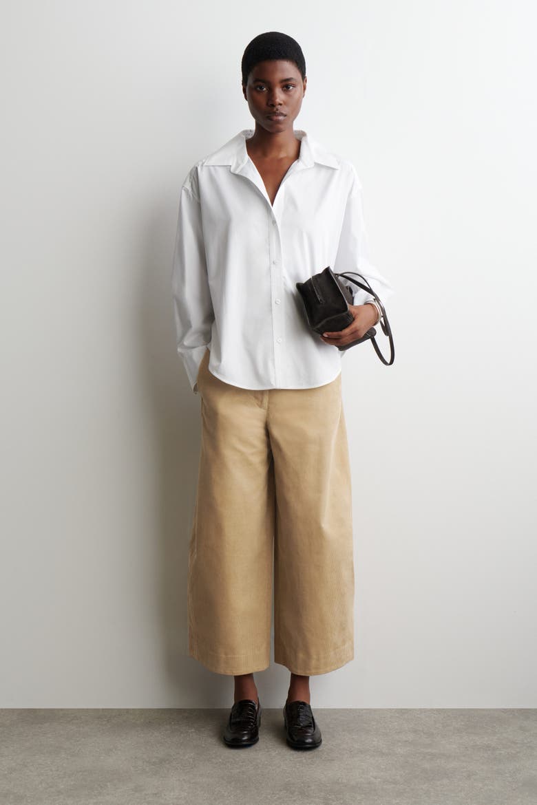 Corduroy Barrel-Leg Pants, Alternate, color, BEIGE