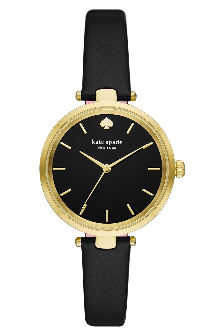 holland leather strap watch, 28mm, Main, color, GOLD