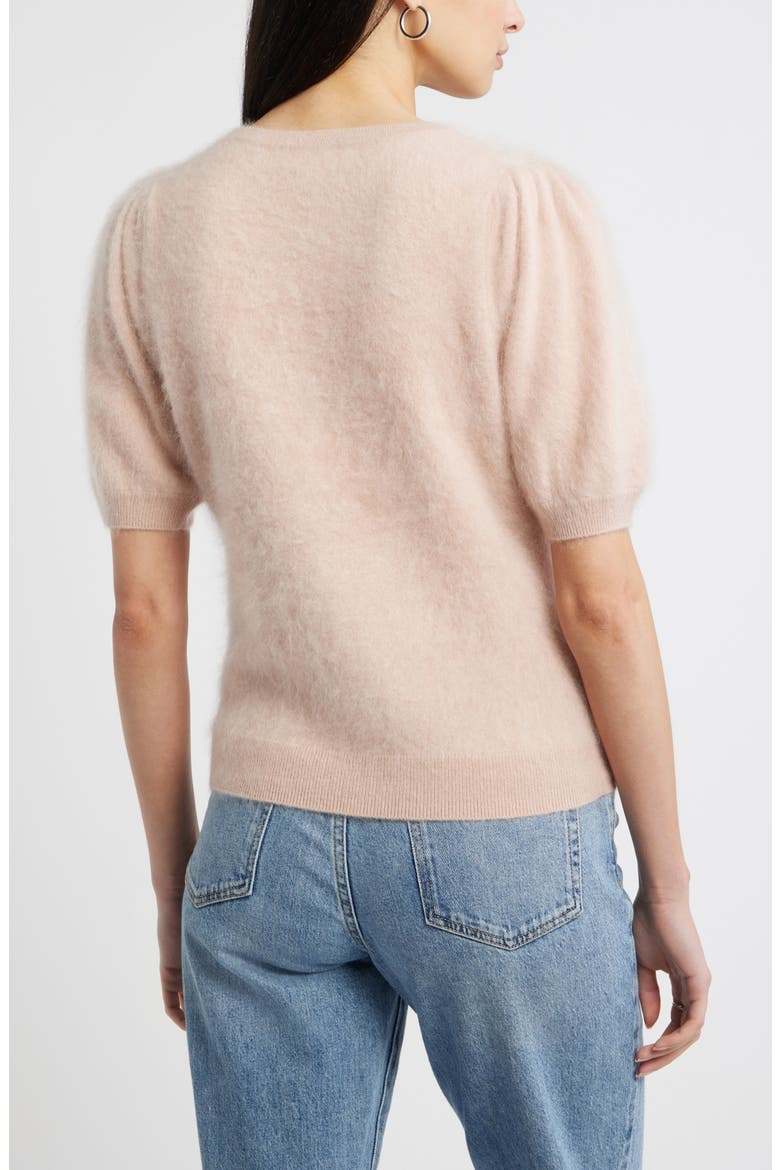 Femme Short Sleeve Brushed Cashmere Sweater, Alternate, color, PINK ADOBE