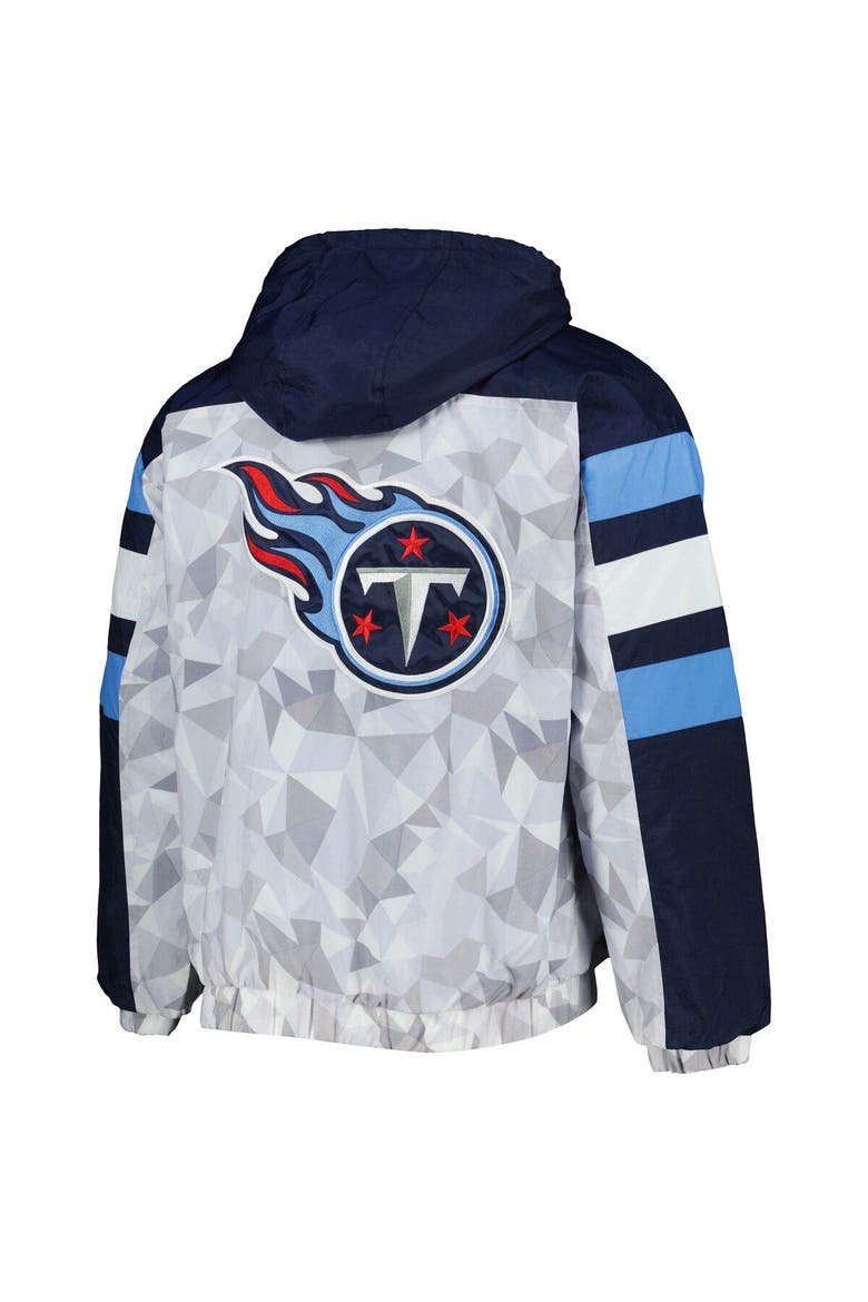 Men's Starter White/Navy Tennessee Titans Thursday Night Gridiron Raglan Half-Zip Hooded Jacket, Alternate, color, White