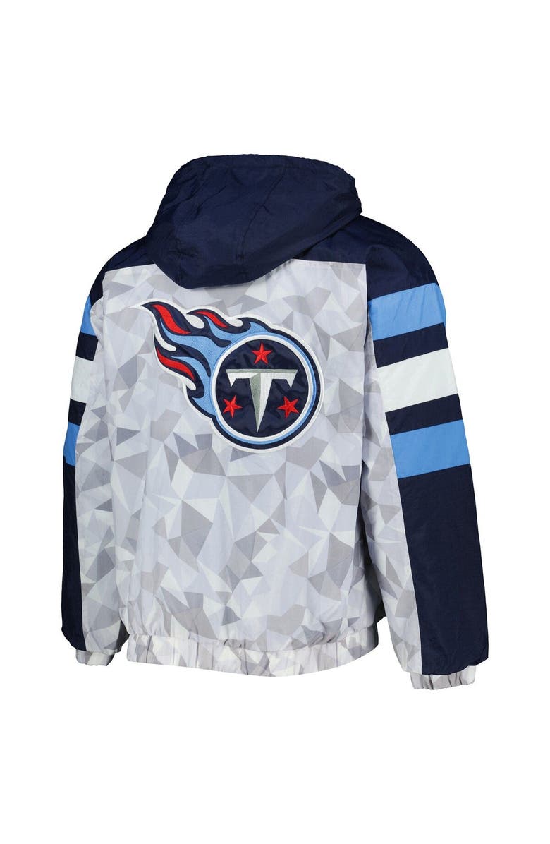 STARTER Men's Starter White/Navy Tennessee Titans Thursday Night Gridiron Raglan Half-Zip Hooded Jacket, Alternate, color, 