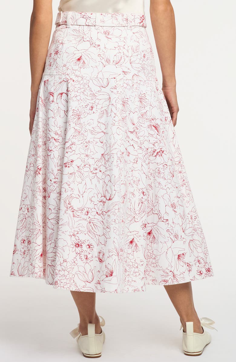 Cinq à Sept Nala Garden Doodle Stretch Cotton Skirt, Alternate, color, White/ Goji Berry